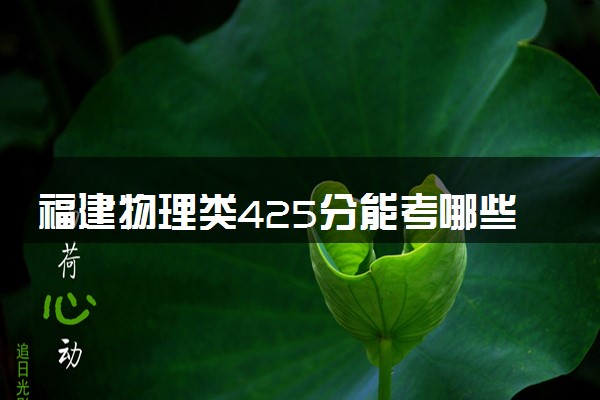 福建物理类425分能考哪些大学 2025考生稳上的大学名单