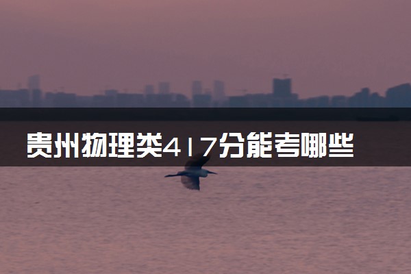 贵州物理类417分能考哪些大学 2025考生稳上的大学名单